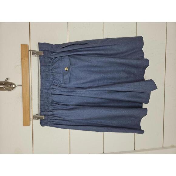Vintage Silk Exchange Large blue raw silk pleated shorts - Picture 2 of 4